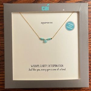 Aquamarine stone necklace Horoscope Cancer Birthstone NWT